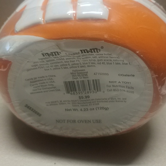 Vintage M&M's Ceramic Collectible HALLOWEEN MUMMY Orange Candy Cookie Jar Sealed - Picture 3 of 3